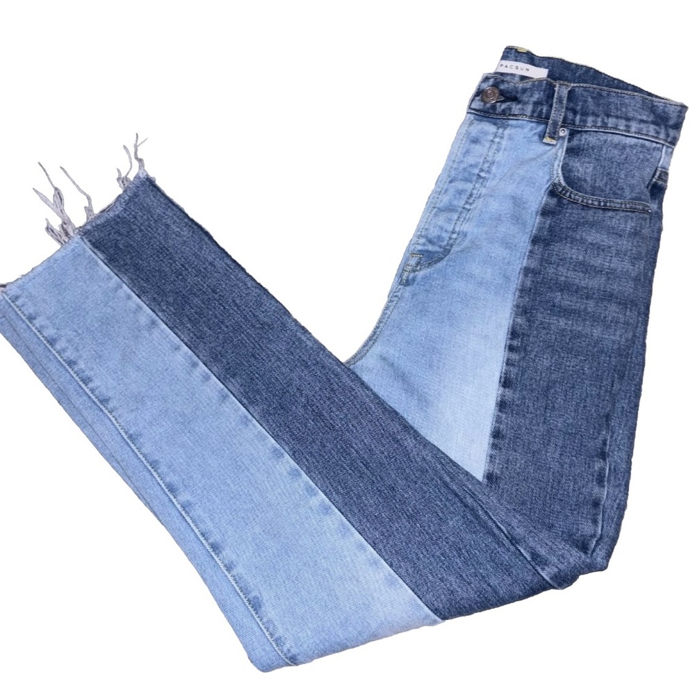 PacSun High Rise Straight Jeans Size 26 TwoToned Color Block 90’s Y2K